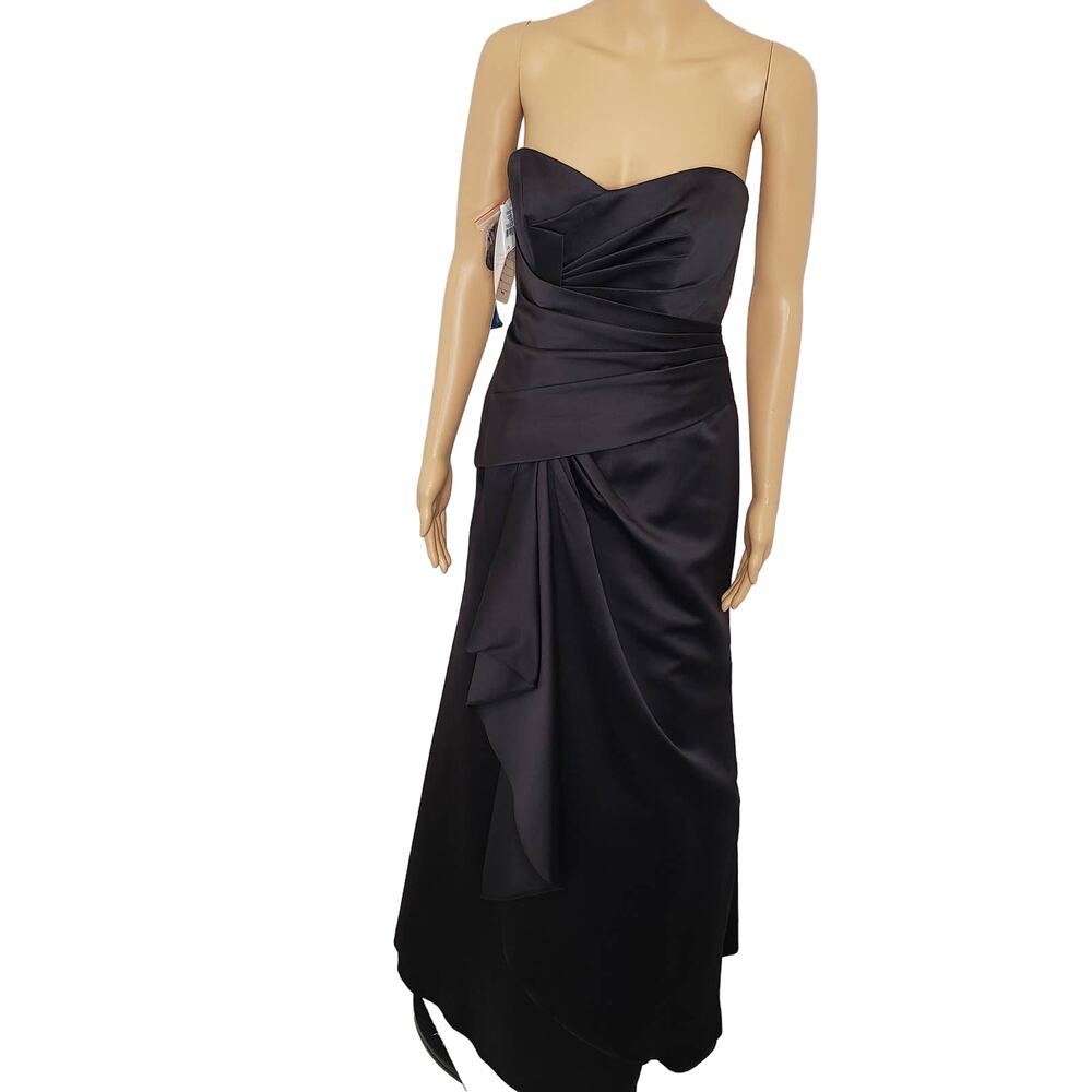 NWT Alfred Angelo Black Strapless Crisscross‎ Scarf Bridesmaid Dress Size 2